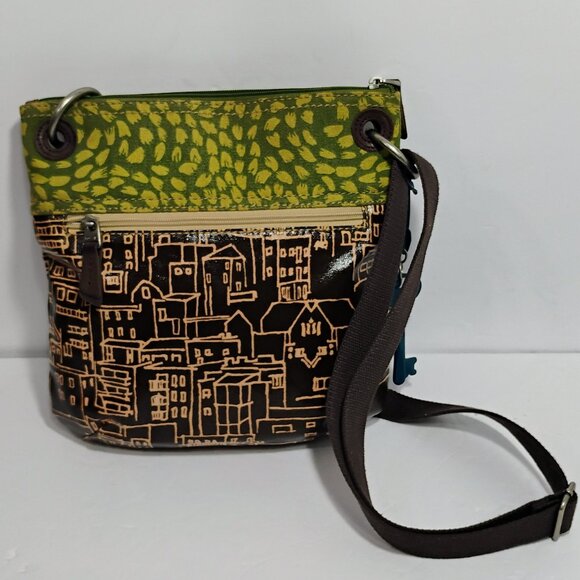 Fossil Key-Per Crossbody Bag Coated Canvas Purse Blue Key - Picture 3 of 11